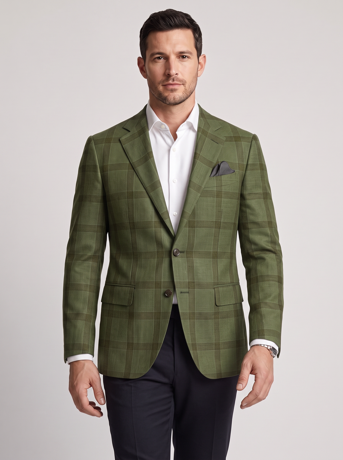 Men's Checked Blazer – Tailored Two-Button Sports Jacket
