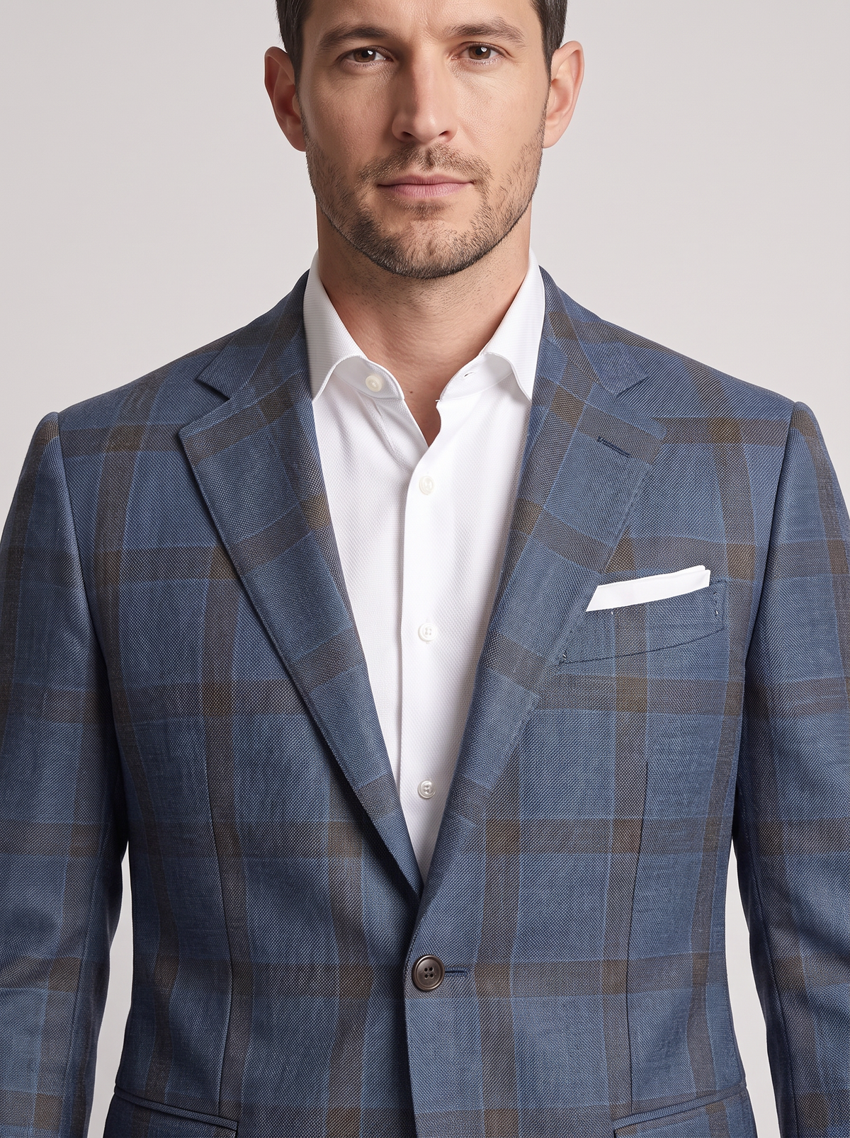 Men's Checked Blazer – Tailored Two-Button Sports Jacket