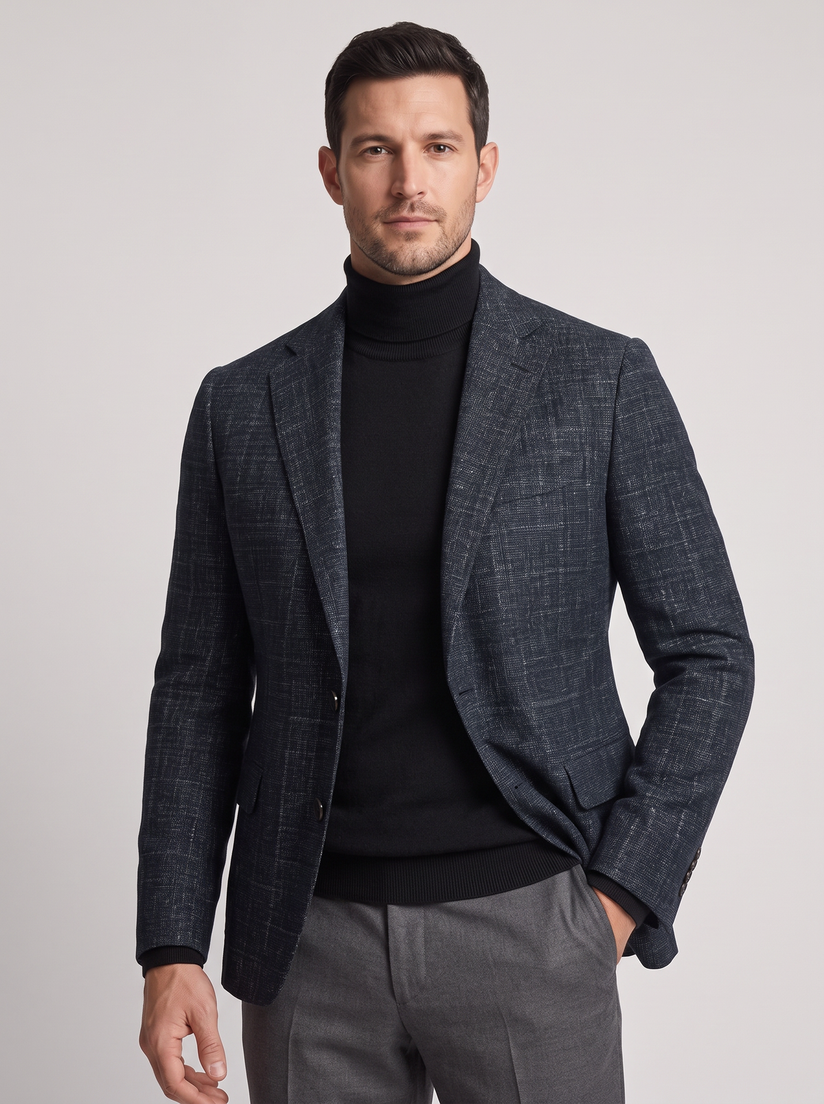 Men's Checked Blazer – Tailored Two-Button Sports Jacket