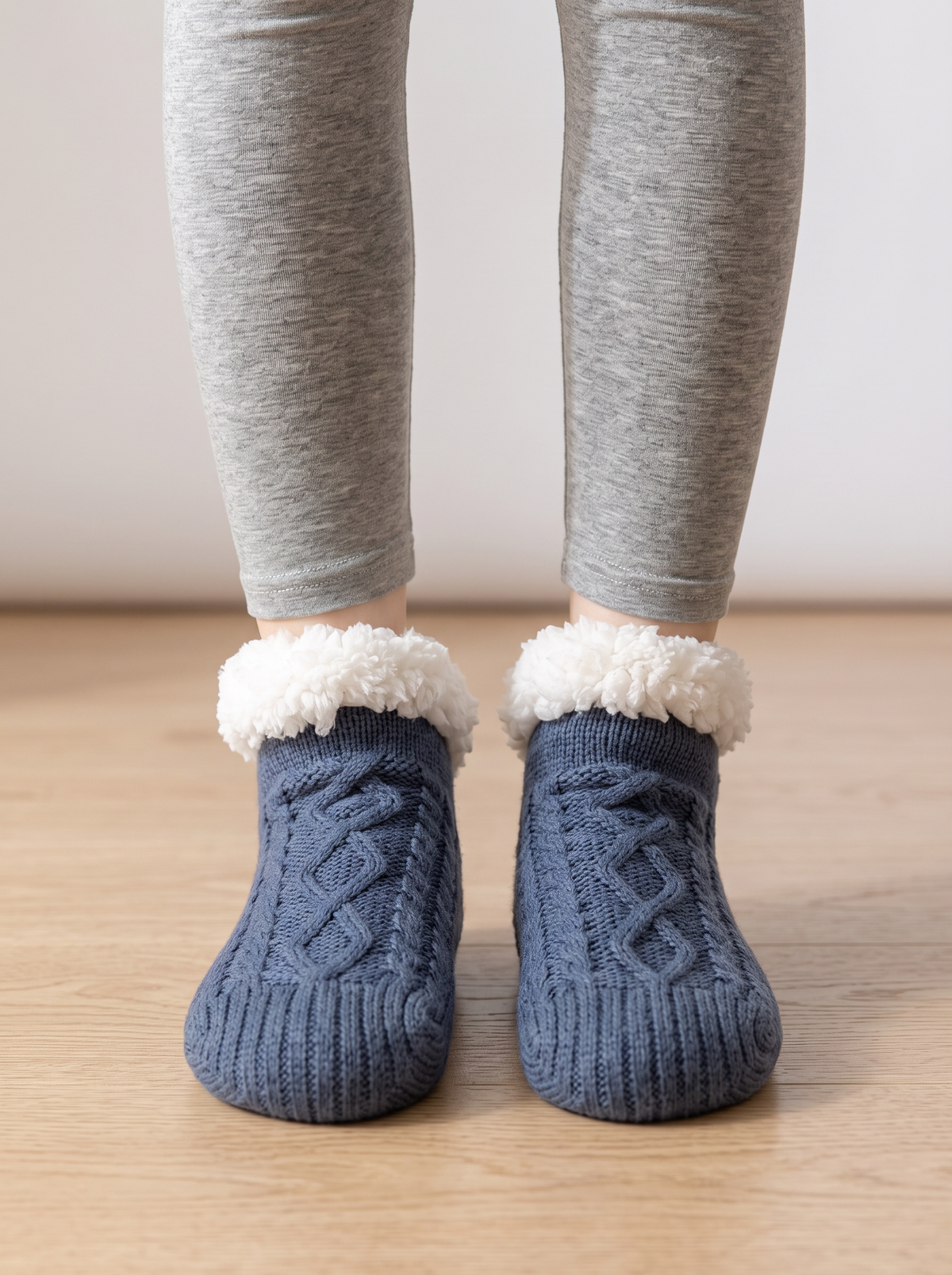 Women's Cable Knit Slipper Socks – Lined with Grip Soles