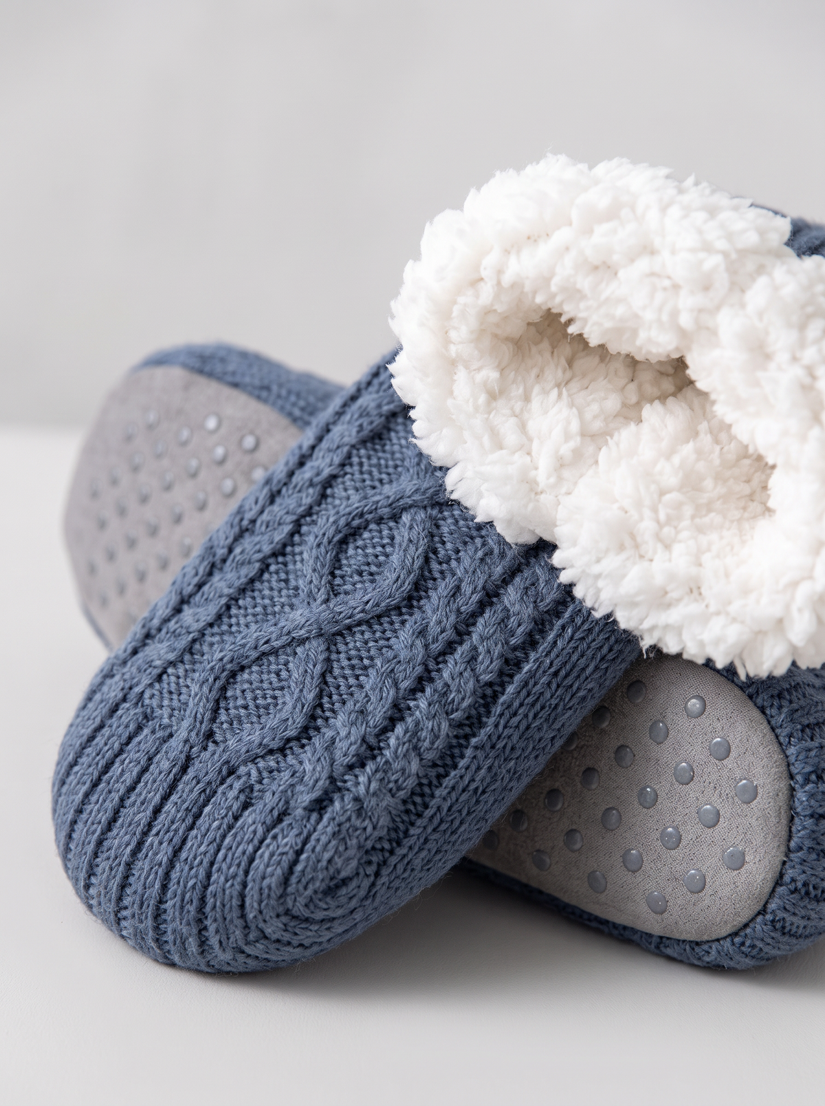 Women's Cable Knit Slipper Socks – Lined with Grip Soles