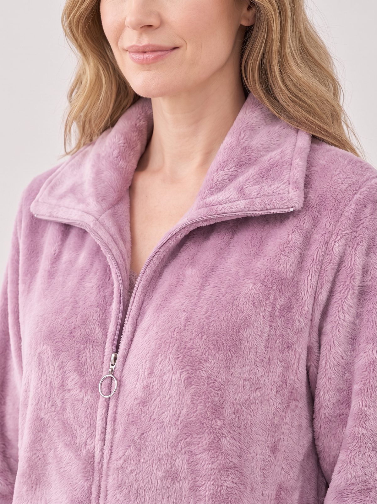 Women's Fleece Robe – Full-Zip Ankle Length Housecoat