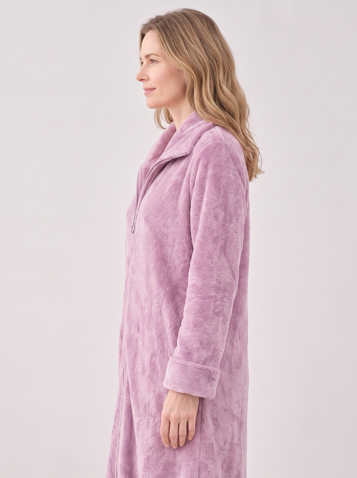 Women's Fleece Robe – Full-Zip Ankle Length Housecoat