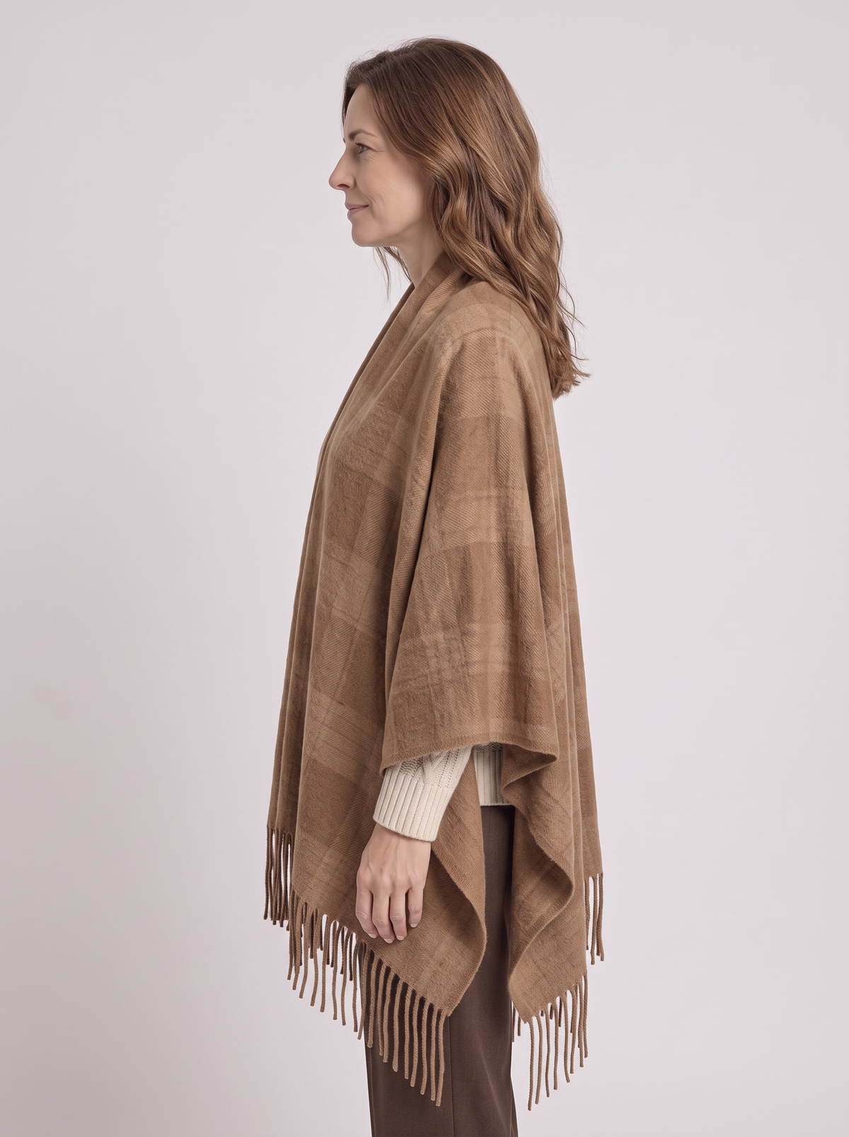 Women's Tartan Wrap Scarf – Soft Cashmere-Blend with Fringe