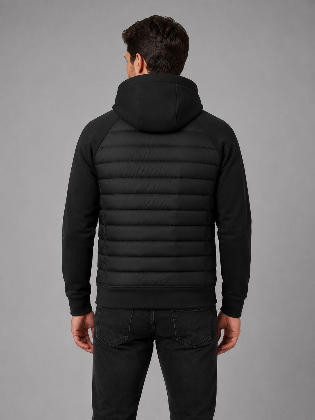 Men's Hooded Quilted Hybrid Jacket – view 2