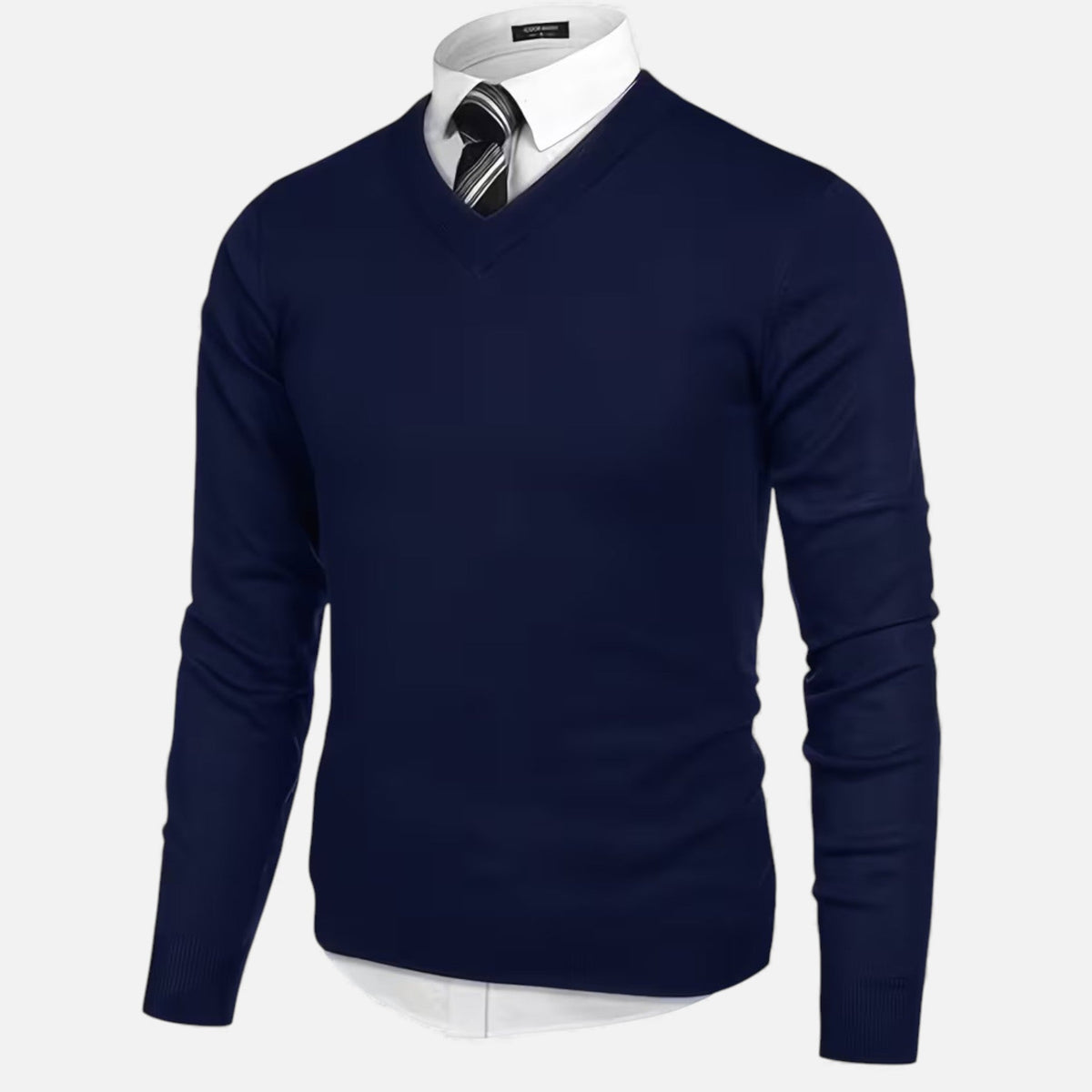 Men's V-Neck Knit Jumper in Navy