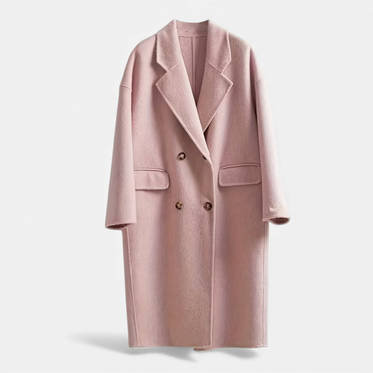 Women's Wool Blend Double Pocket Coat in Pink