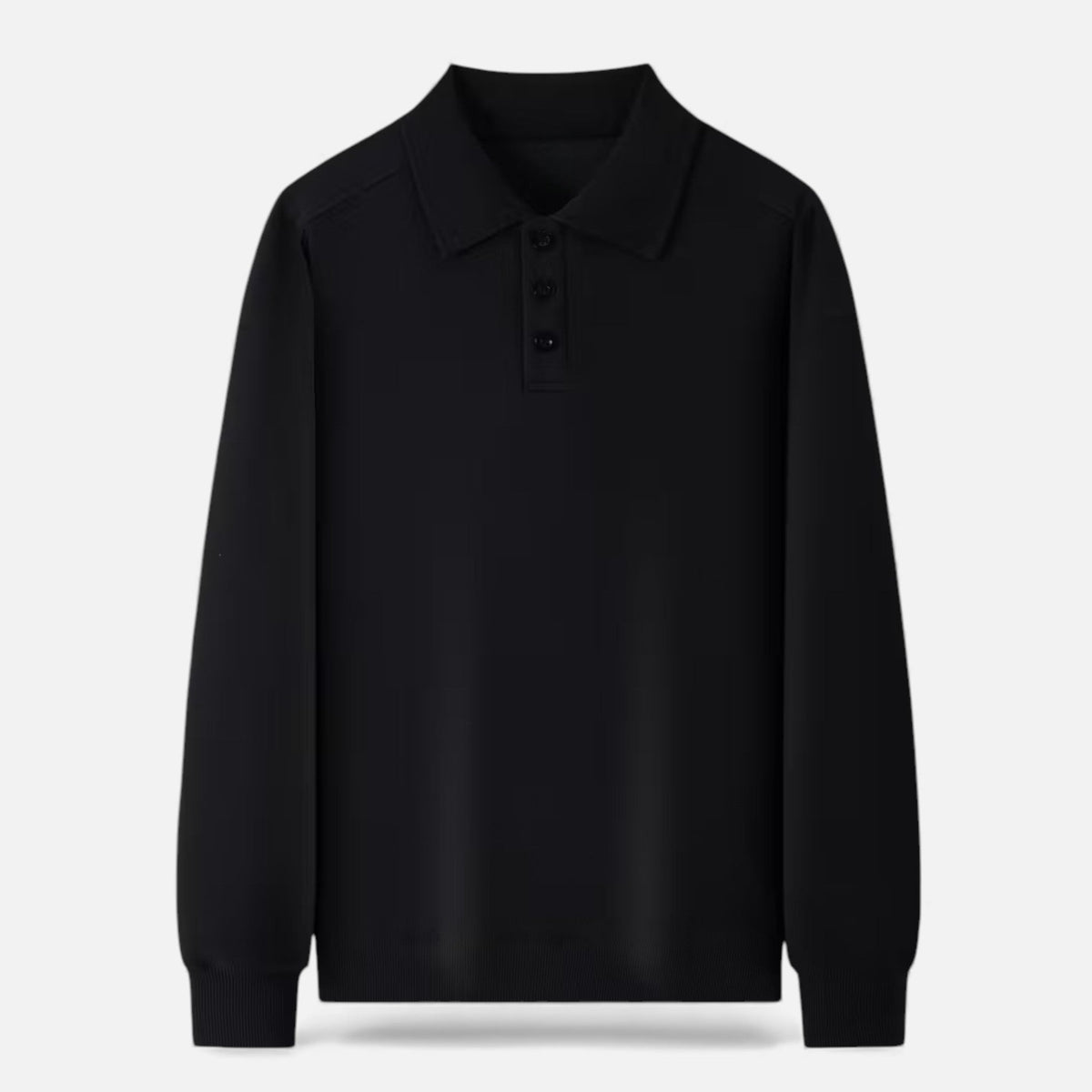 Men's Knitted Polo Jumper in Black