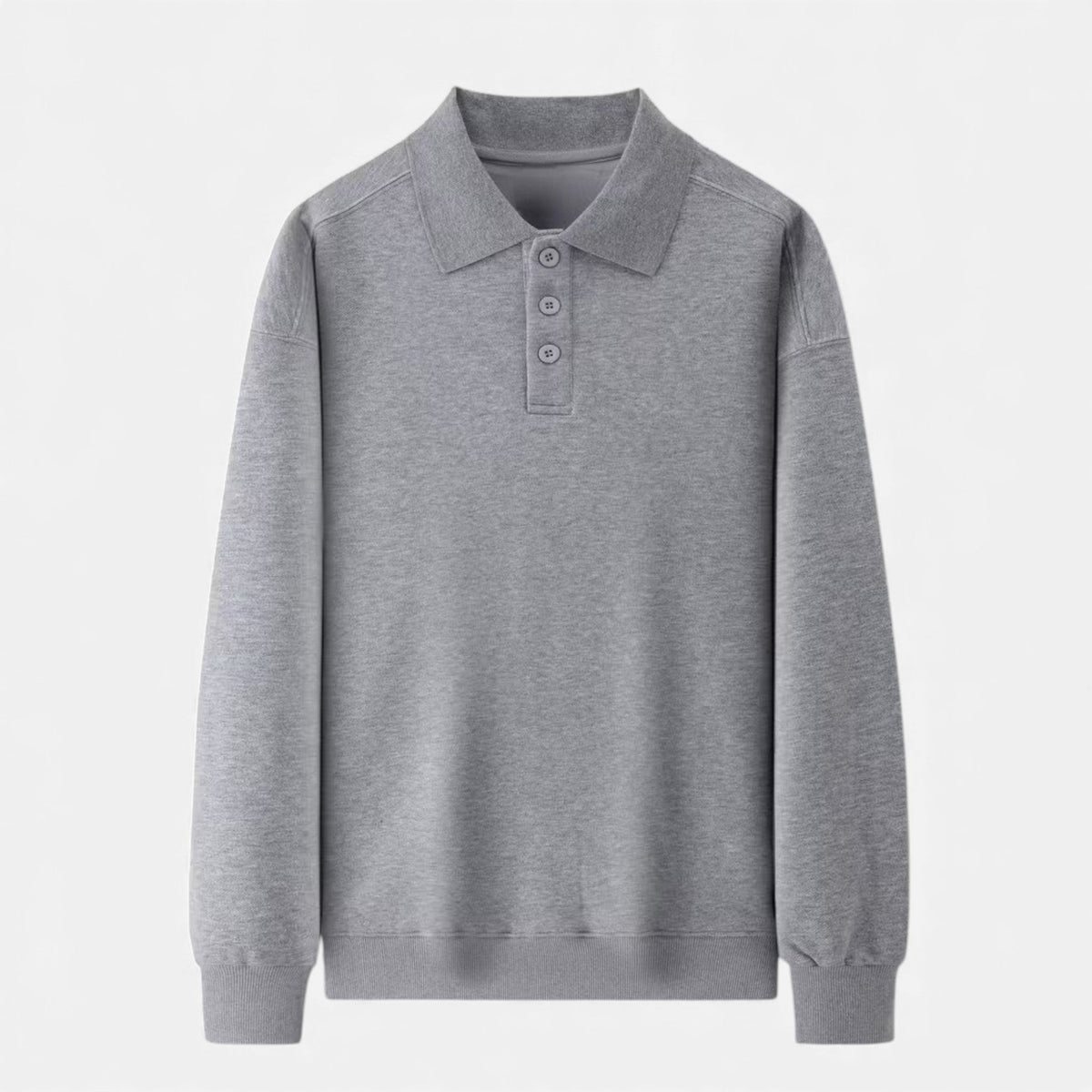 Men's Knitted Polo Jumper in Grey