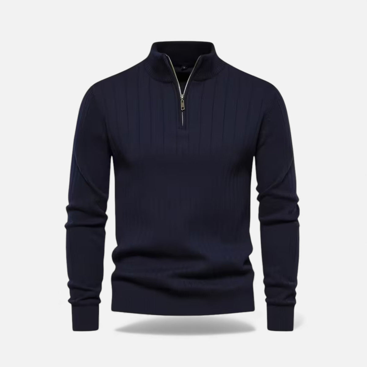 Men's Zip-Up Thermal Knit Jumper in Navy