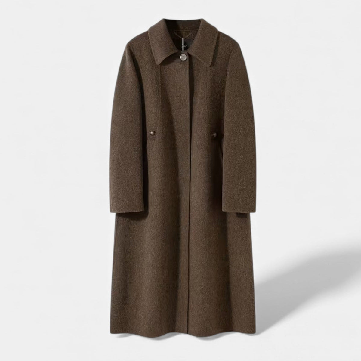 Women's Long Wool Blend Coat in Brown