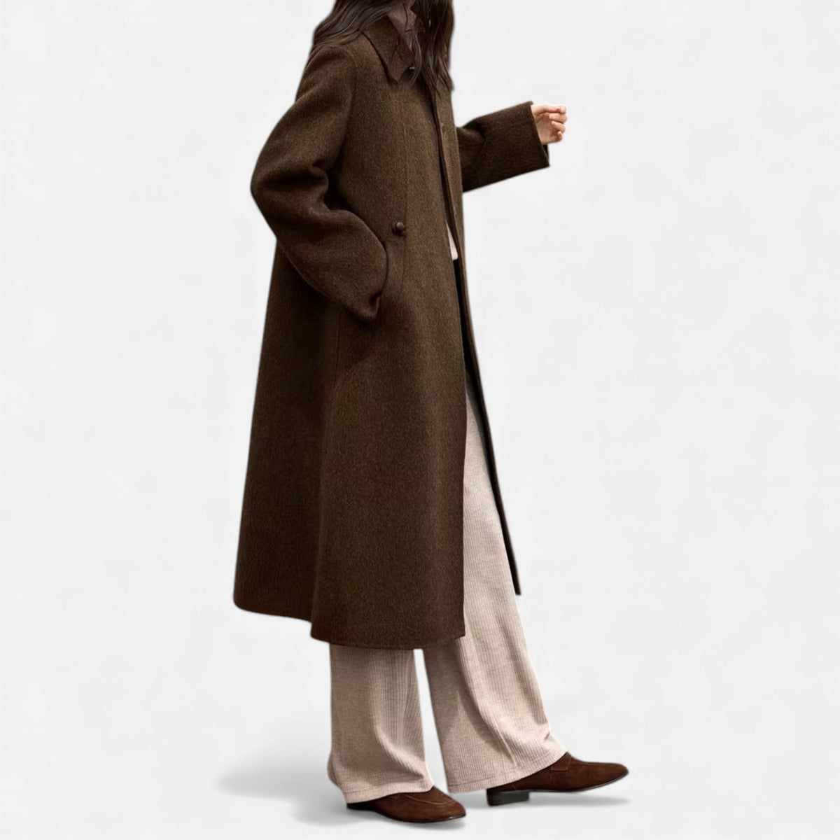 Women's Long Wool Blend Coat – image 11