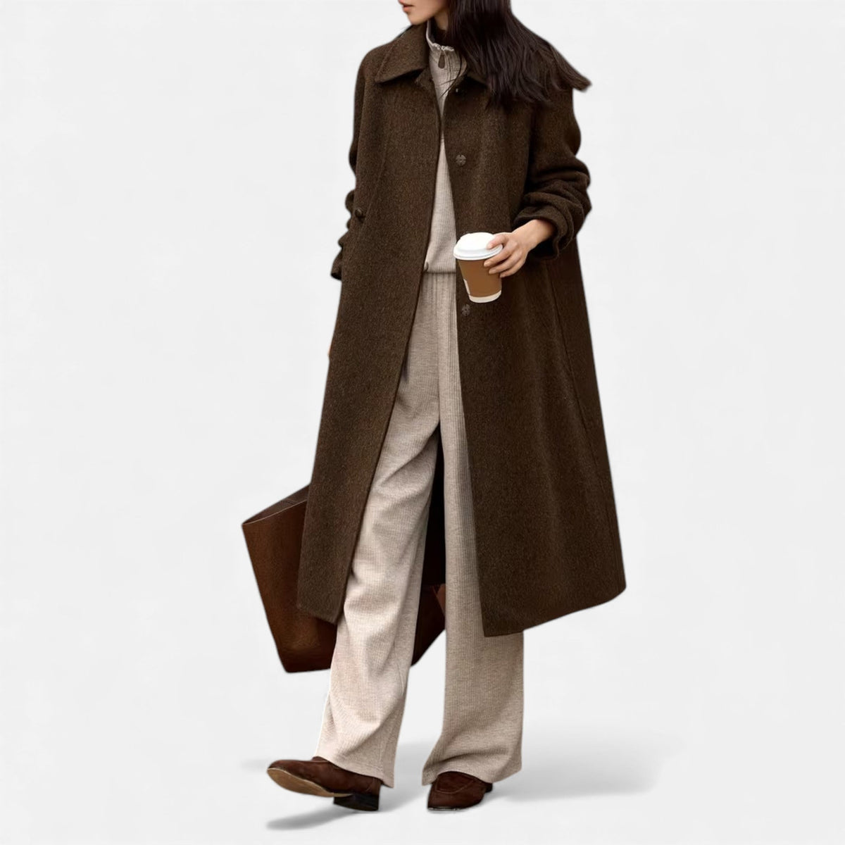 Women's Long Wool Blend Coat – image 4