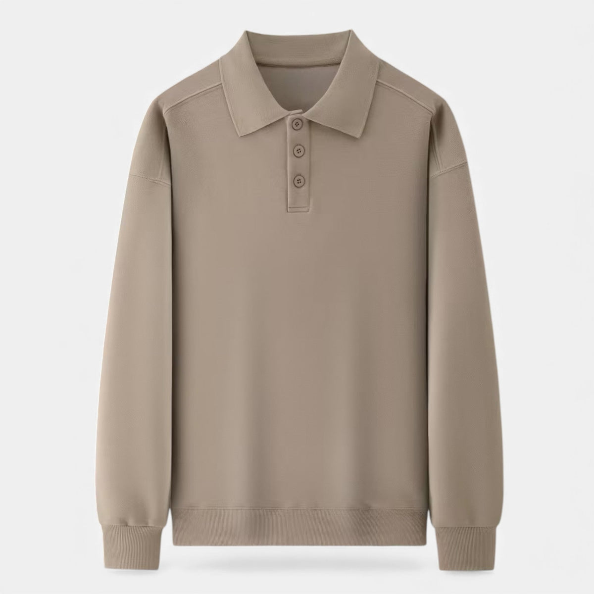 Men's Knitted Polo Jumper in Khaki