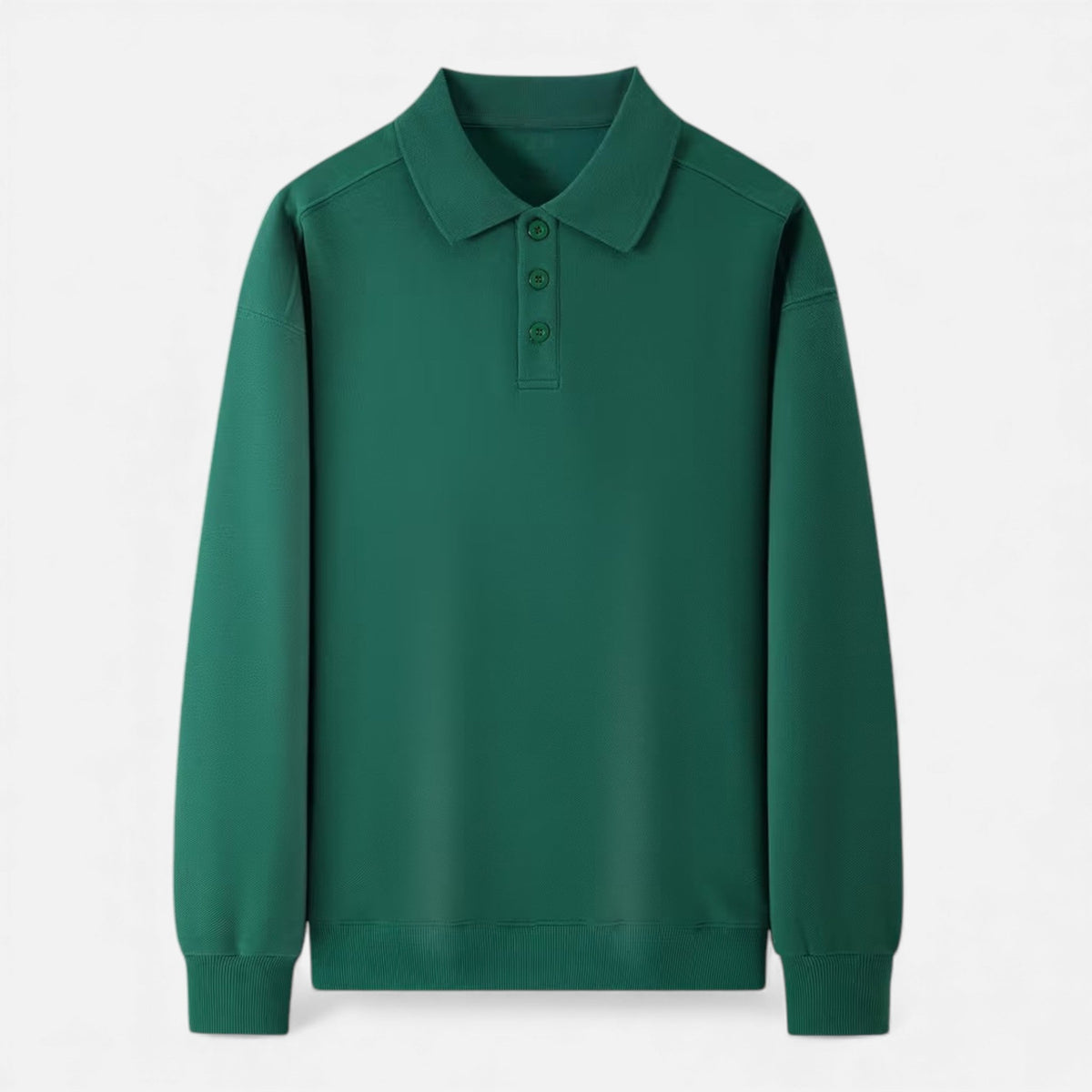 Men's Knitted Polo Jumper in Green