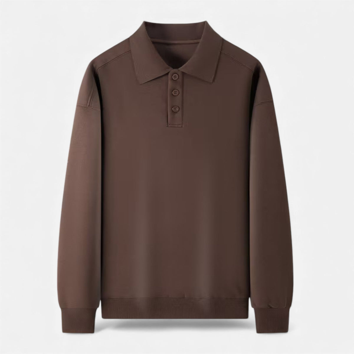 Men's Knitted Polo Jumper in Brown