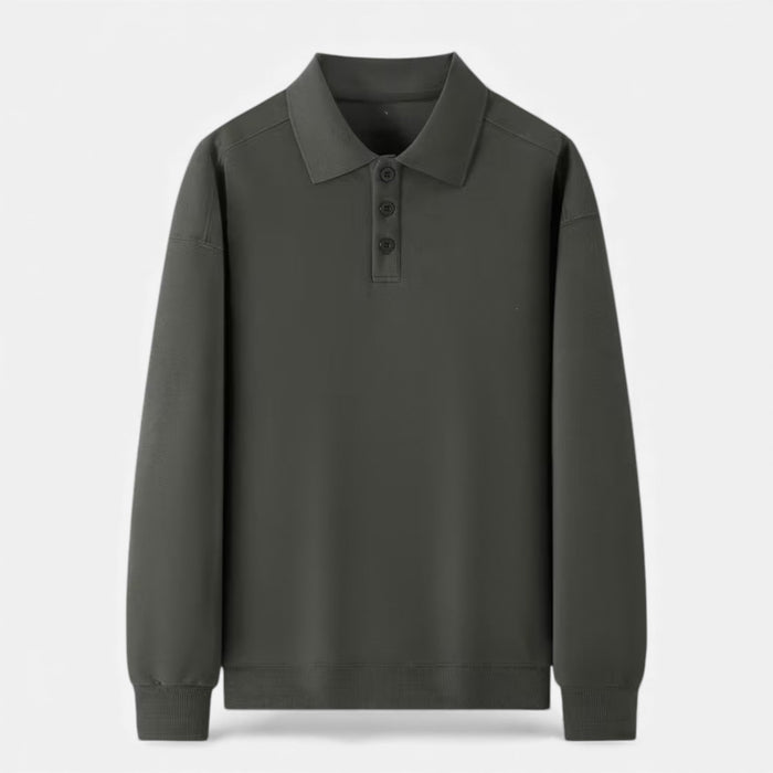 Men's Knitted Polo Jumper in Olive Green