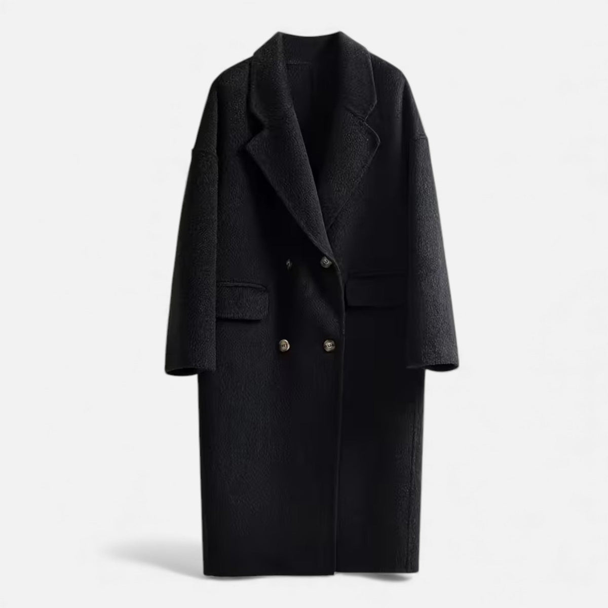 Women's Wool Blend Double Pocket Coat in Black