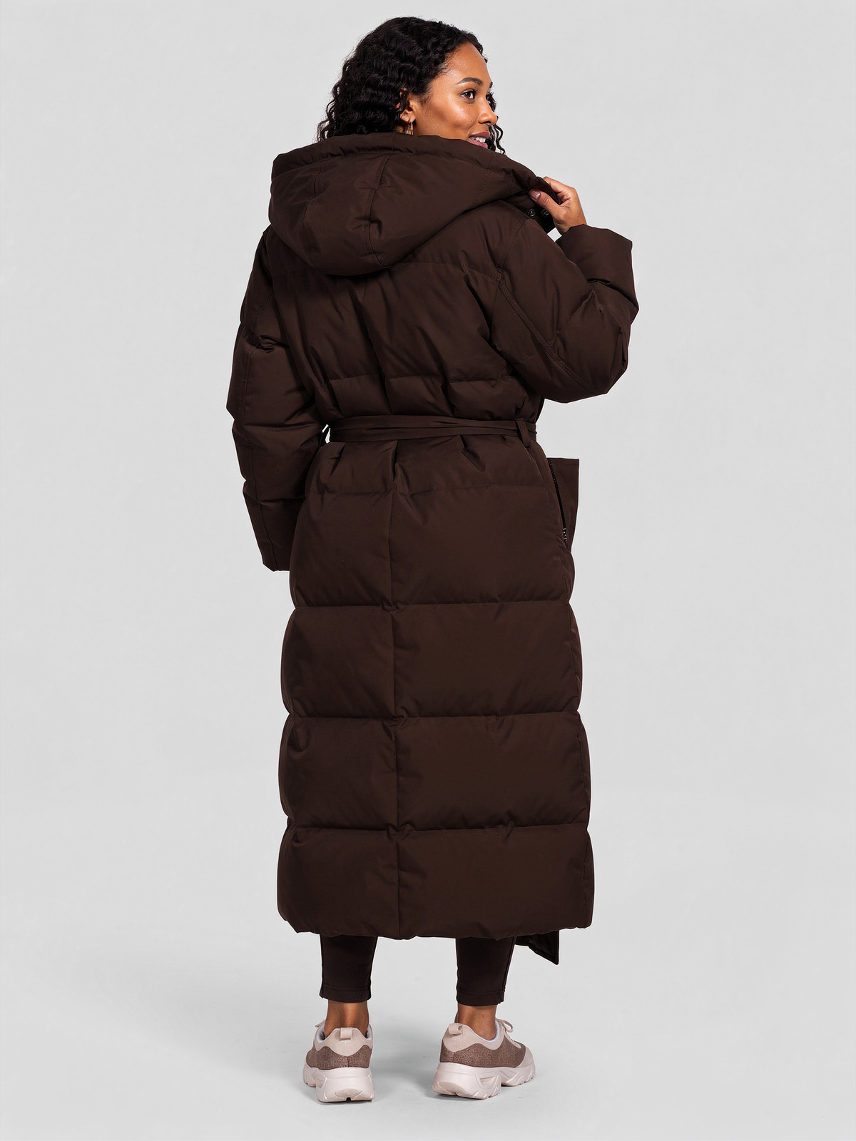 Women's Long Hooded Puffer Coat – Belted Quilted Jacket