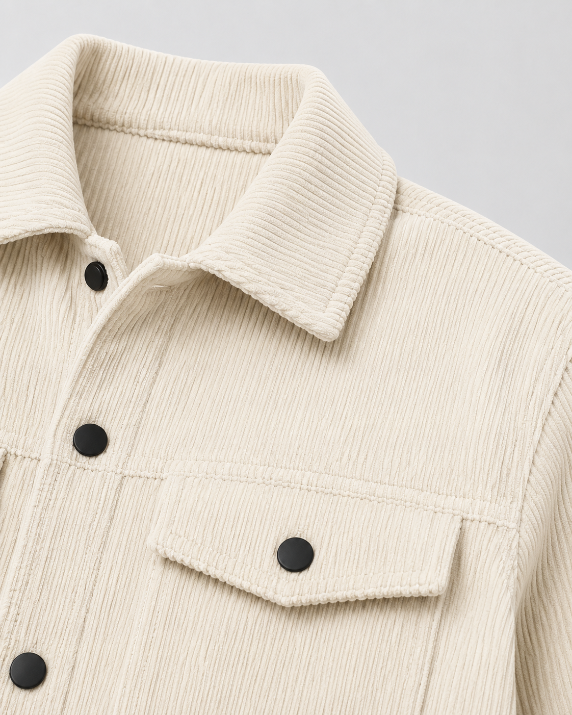 Men's Corduroy Shirt – Snap Button Cord Shirt Jacket with Flap Pockets
