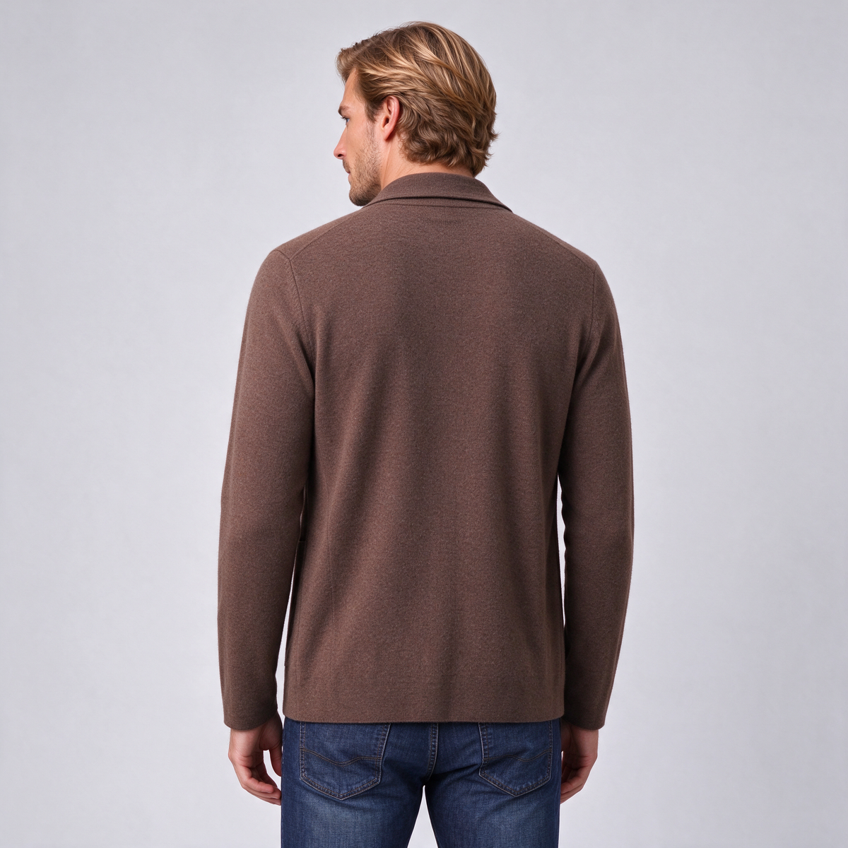 Men's 100% Cashmere Blazer Cardigan – Knitted Lapel Jacket