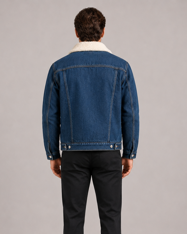 Men's Fleece Lined Denim Jacket – Sherpa Collar Trucker