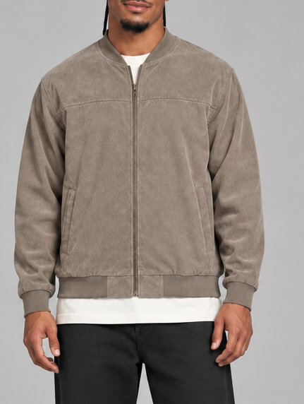 Men's Classic Bomber Jacket – Zip Front Ribbed Trims