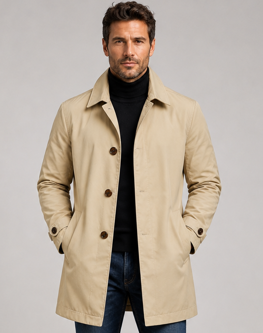 Men's Tailored Coat in Beige