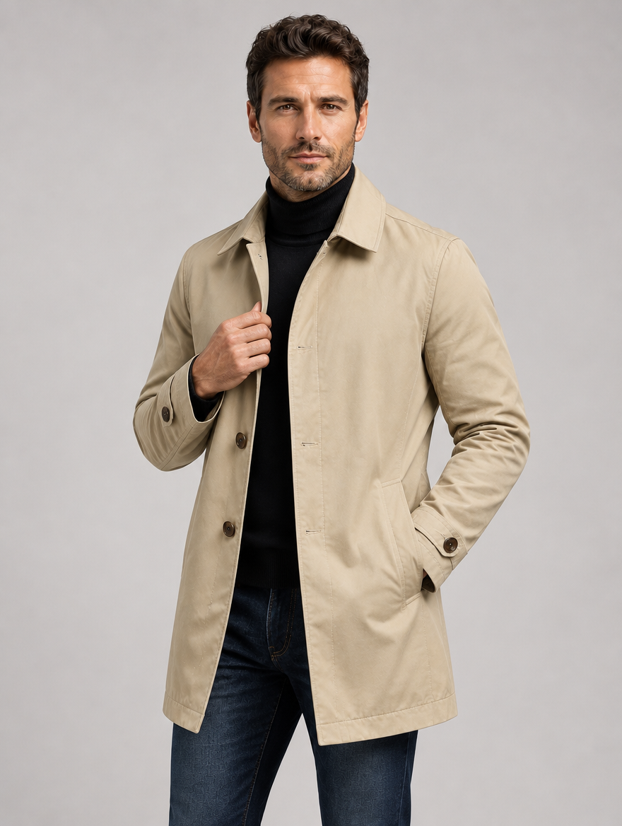 Men's Tailored Coat in Beige – view 3