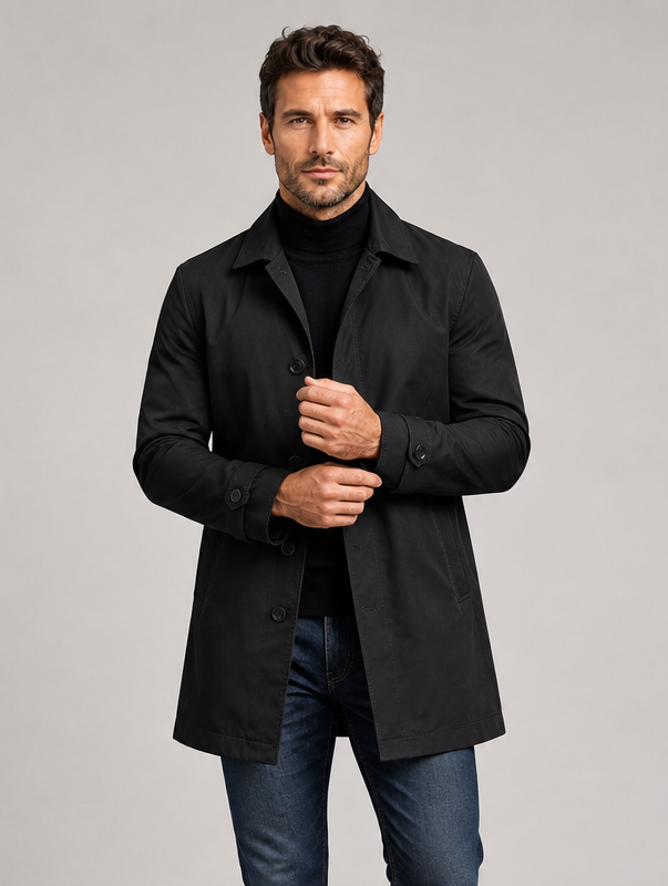 Men's Tailored Coat in Black