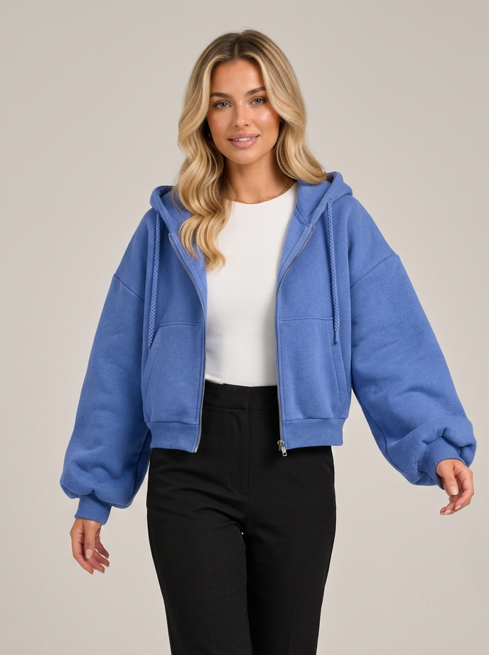 Women's Cropped Zip Up Hoodie – Fleece Lined