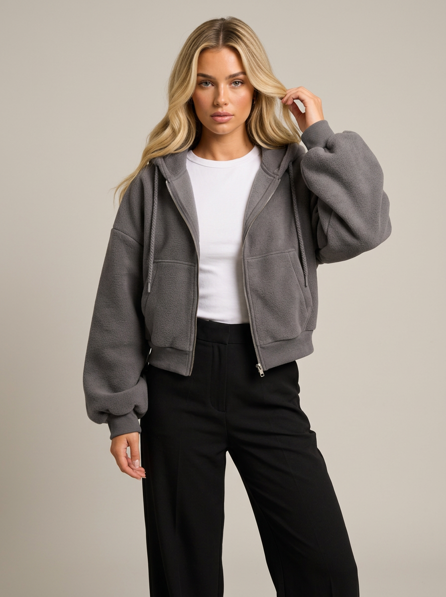 Women's Cropped Zip Up Hoodie – Fleece Lined