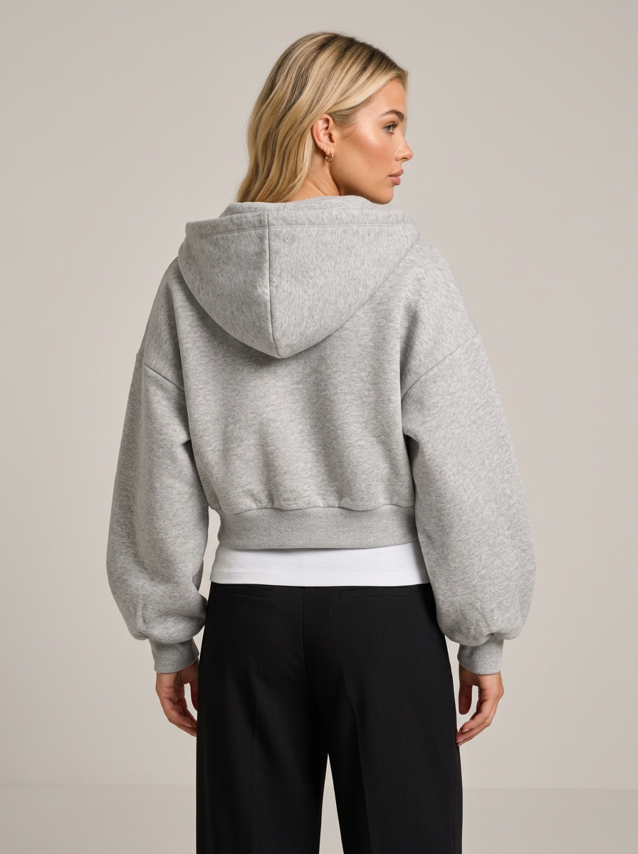 Women's Cropped Zip Up Hoodie – Fleece Lined