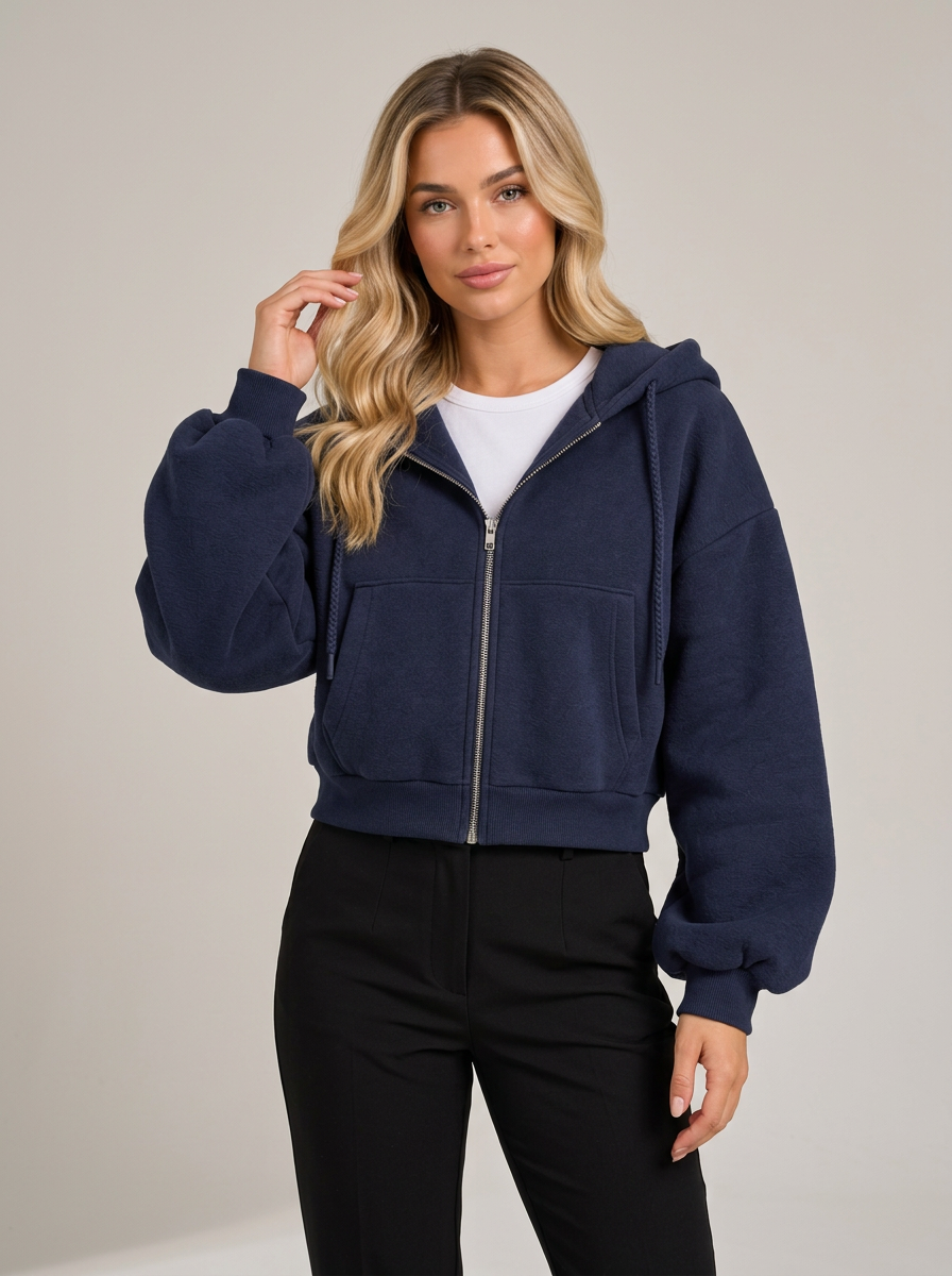 Women's Cropped Zip Up Hoodie – Fleece Lined