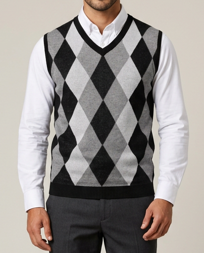 Men's Argyle Knit Sweater Vest – V-Neck Sleeveless Jumper – Covert Club product image 1