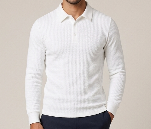 Men's Ribbed Knit Polo Sweater – Long Sleeve Slim Fit Jumper – Covert Club product image 1