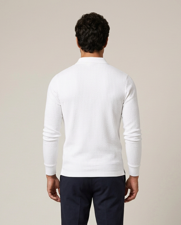 Men's Ribbed Knit Polo Sweater – Long Sleeve Slim Fit Jumper – Covert Club product image 3