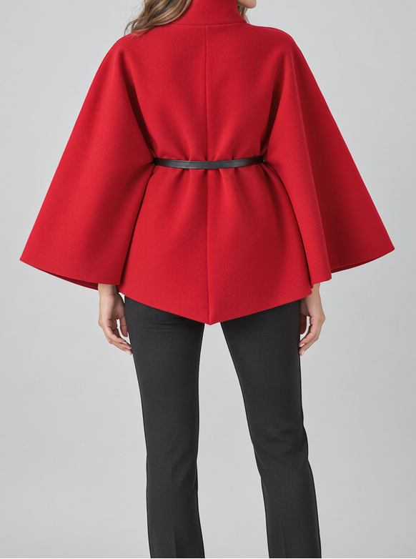 Women's Belted Cape Coat – High Neck Poncho Style Coat – Covert Club product image 3