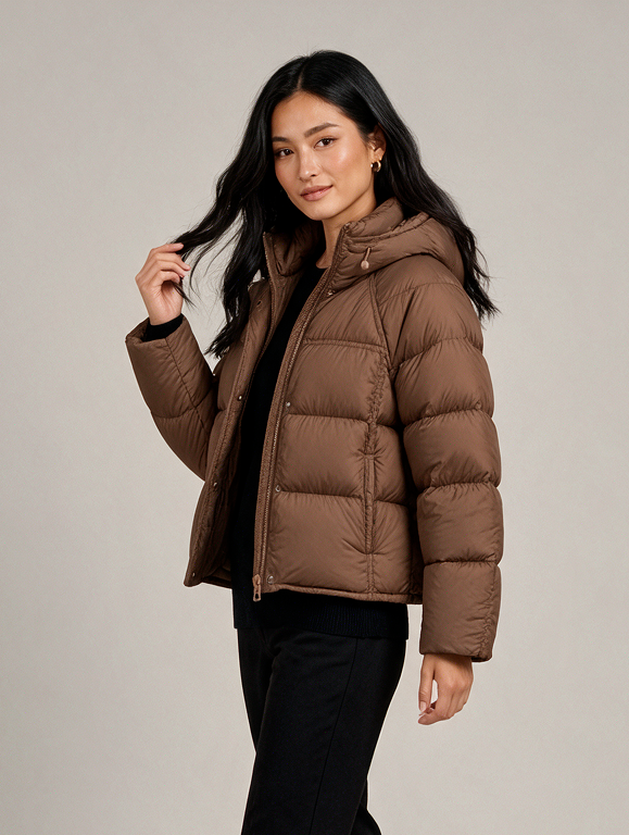 Women's Hooded Quilted Jacket – High Neck Padded Jacket – Covert Club product image 2