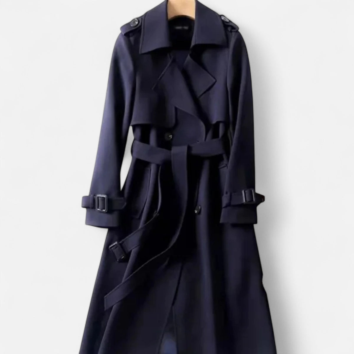 Women's Classic Longline Over-Knee Coat in Navy