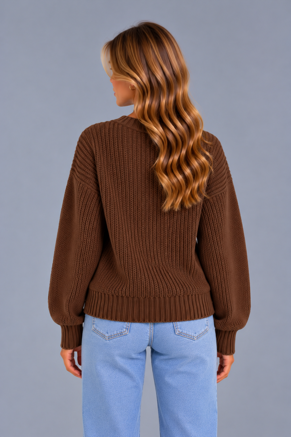 Women's Chunky Ribbed Cardigan – V Neck Button Front