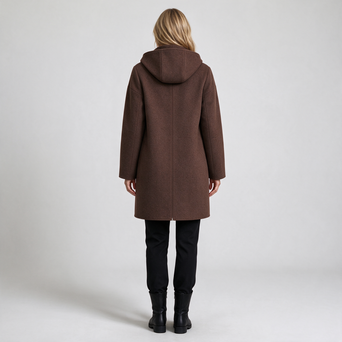 Women's Hooded Wool Coat – Long Zip Up Winter Coat