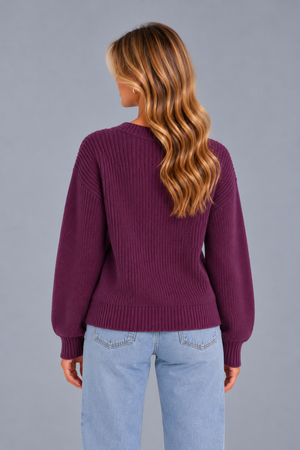 Women's Chunky Ribbed Cardigan – V Neck Button Front