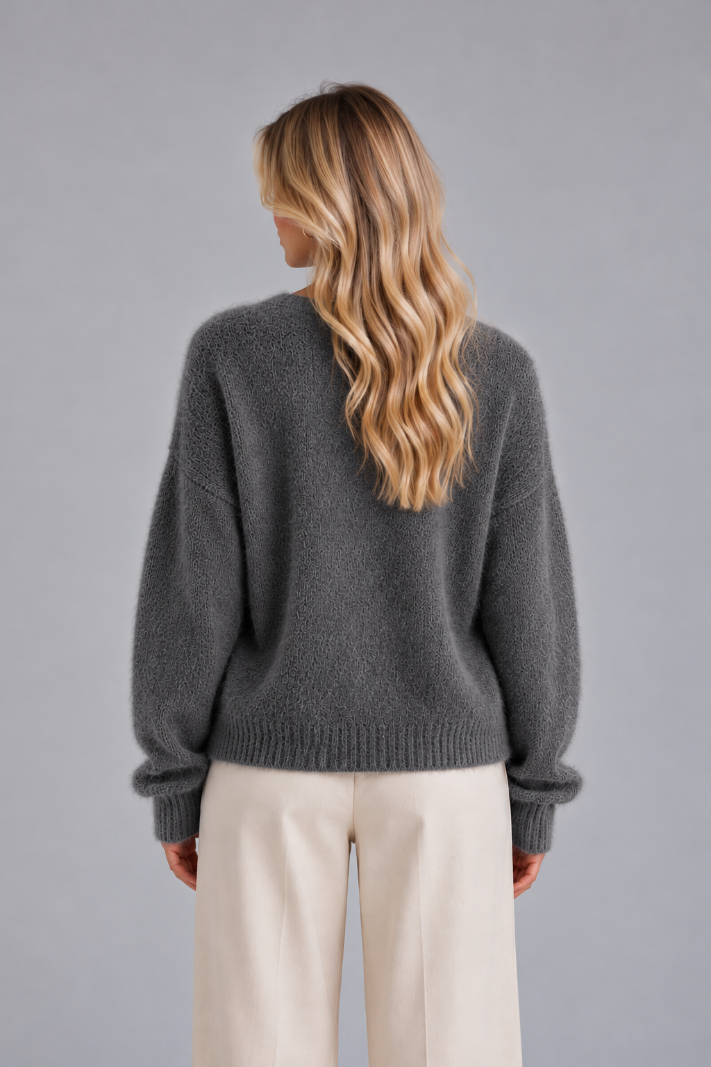Women's Fluffy V Neck Cardigan – Button Front Knit