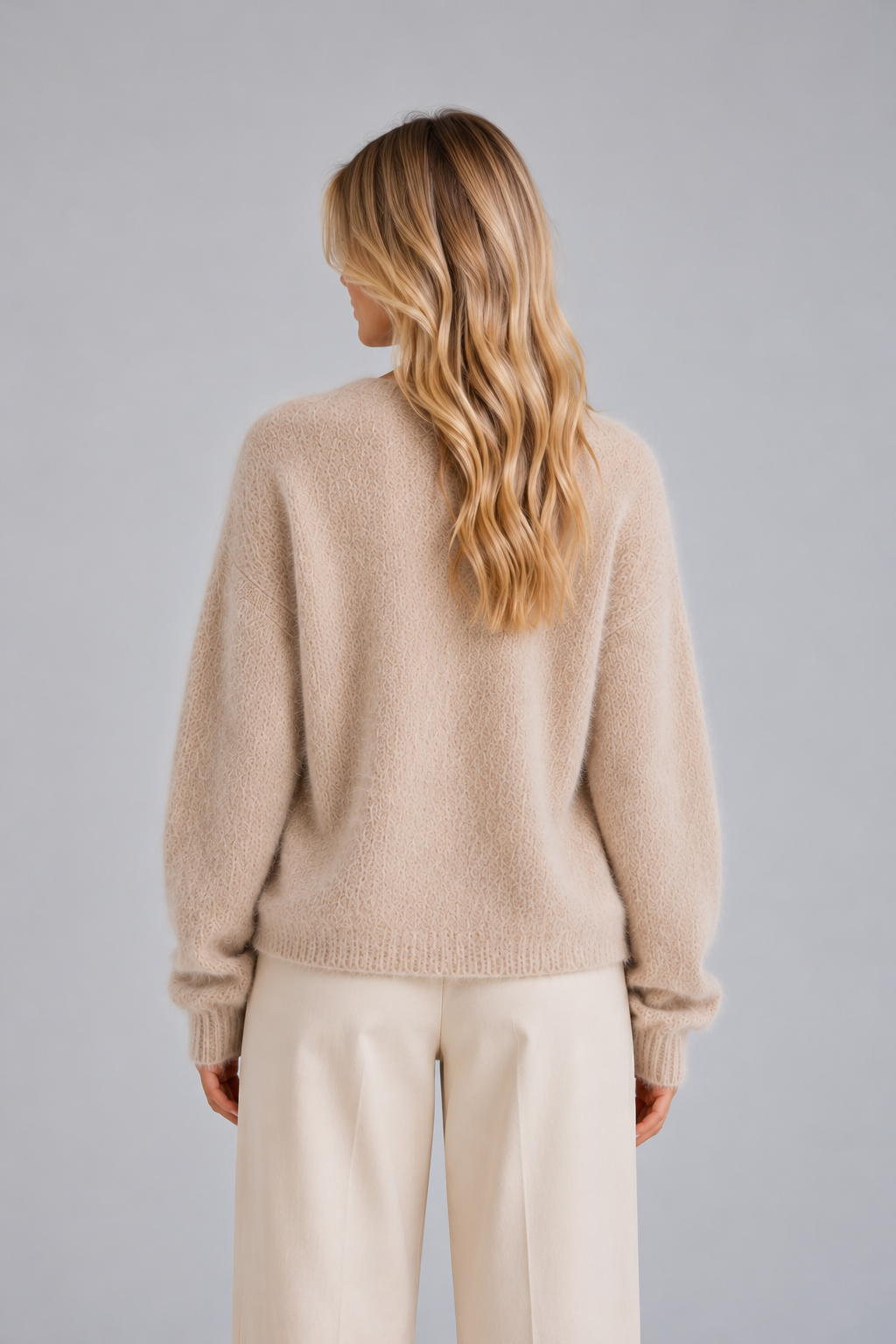 Women's Fluffy V Neck Cardigan – Button Front Knit