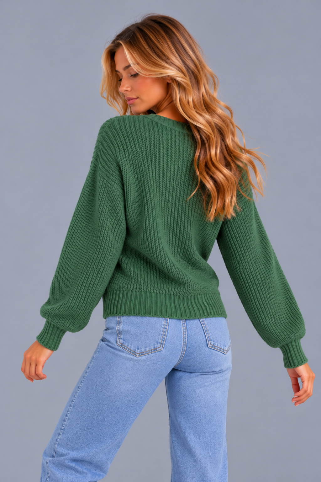 Women's Chunky Ribbed Cardigan – V Neck Button Front