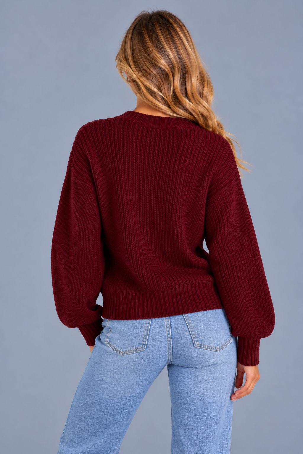 Women's Chunky Ribbed Cardigan – V Neck Button Front