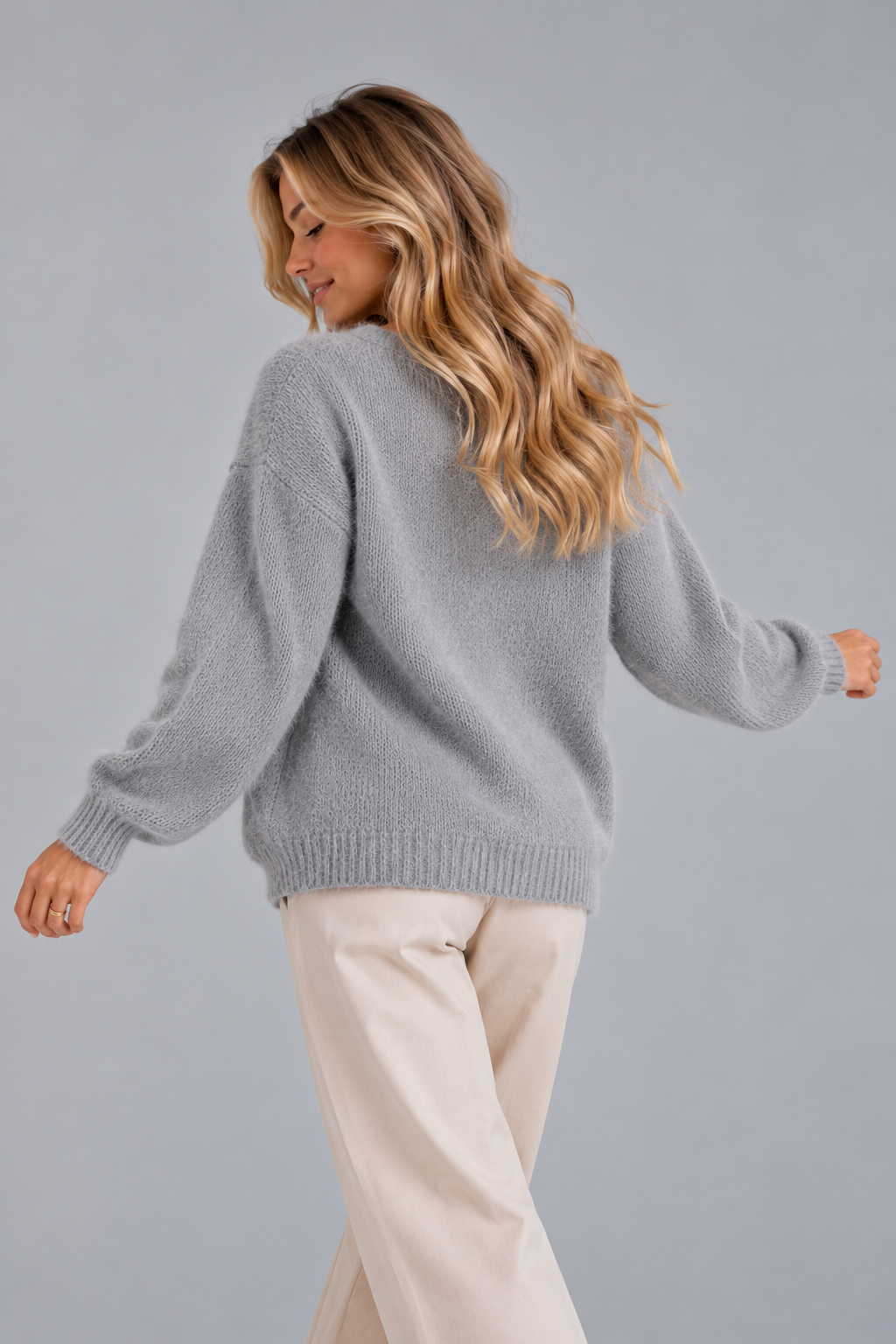 Women's Fluffy V Neck Cardigan – Button Front Knit