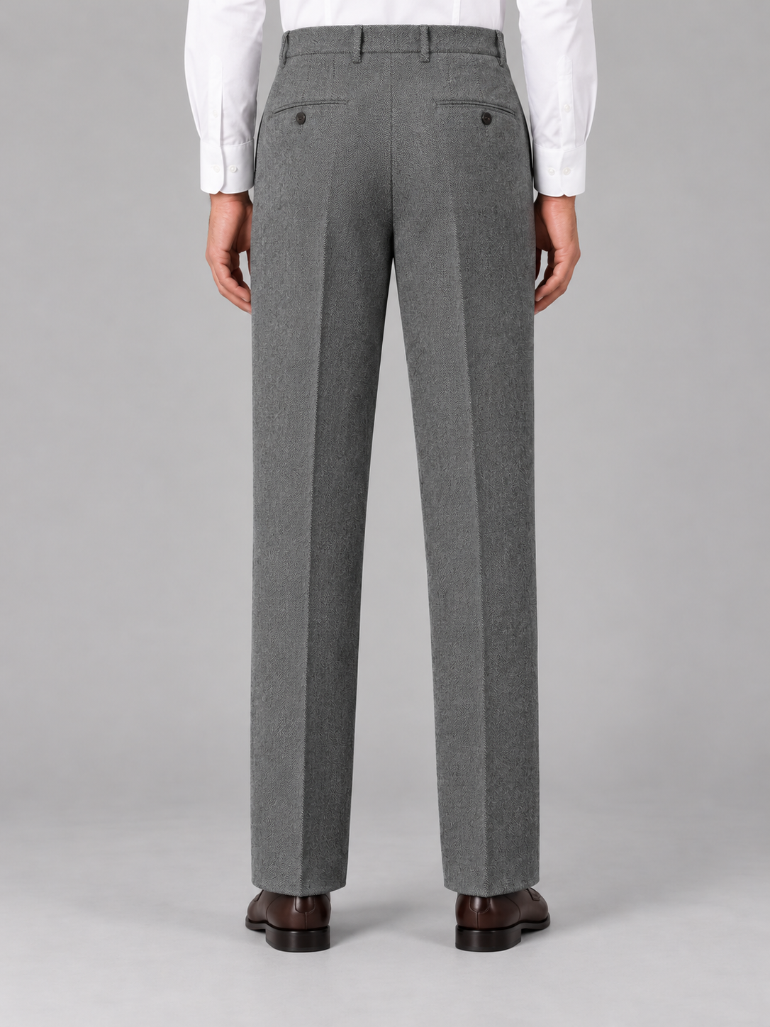 Men's Pleated Herringbone Trousers – Smart High Rise Straight Leg