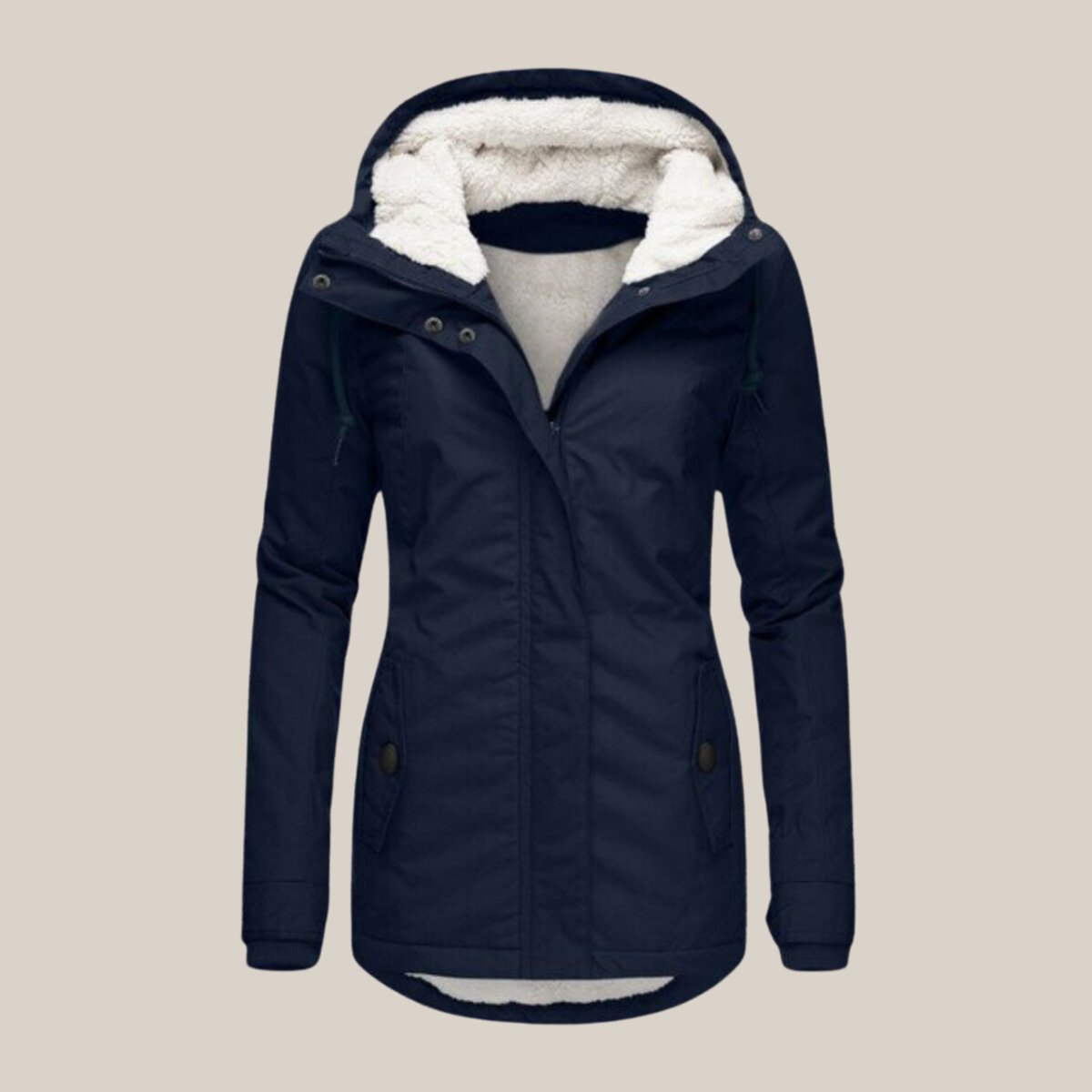 Women's Sherpa Lined Hooded Winter Jacket in Blue